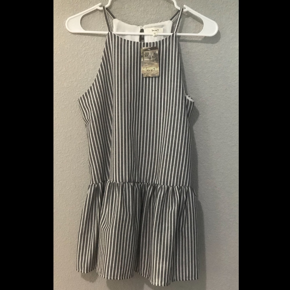 Love J Gray Stripes Sleeveless Tunic Top Size M